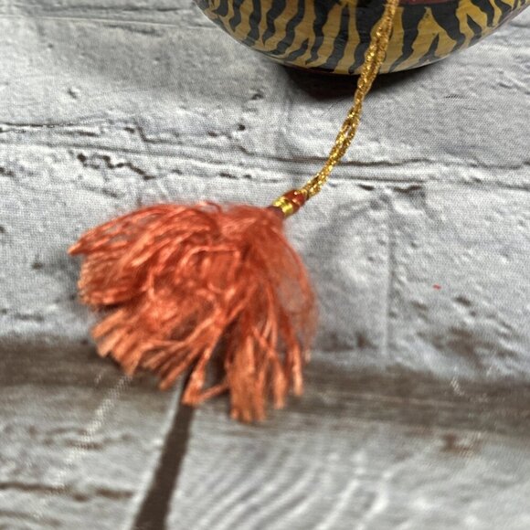 Paper Mache Hand Painted African Tiger Theme Christmas Tree Vintage Ornament - Picture 8 of 12